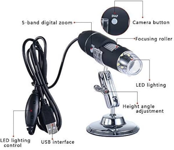 S2 USB 8 Led 1X-500X Digital Microscope Endoscope Magnifier Video Camera Real 2Mp