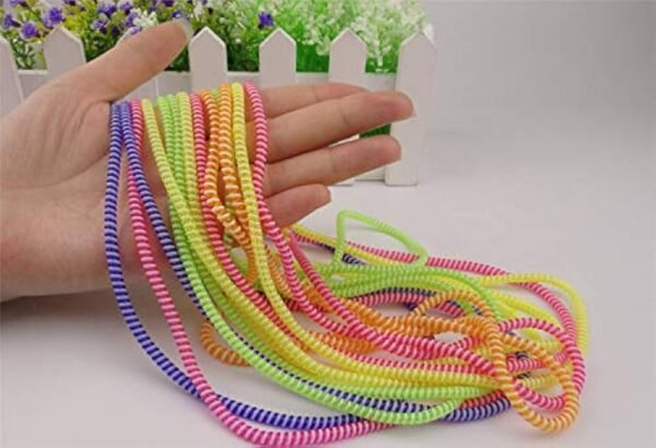 Double Colors Spring Protective Sleeve Mobile Tablet Spiral Cord Protector