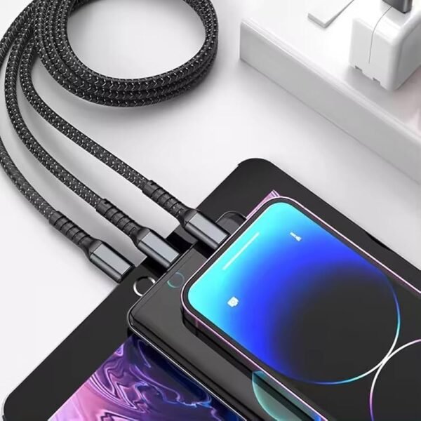 100W 3 in 1 charging cable for Type c, Micro USB