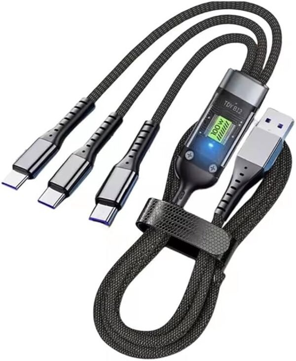 100W 3 in 1 charging cable for Type c, Micro USB