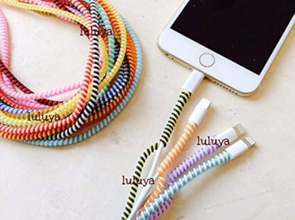 Double Colors Spring Protective Sleeve Mobile Tablet Spiral Cord Protector