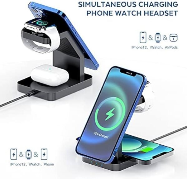 Wireless Charger 3in1 23W Magnetic Mag-Safe for iPhone 16-16 Plus-16 Pro-16 Pro Max