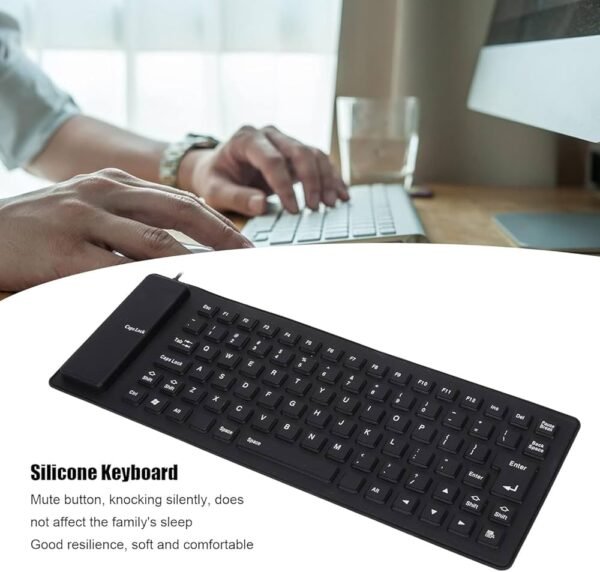 Foldable Silicone Keyboard, USB Waterproof Travel Gaming Wired Keyboard