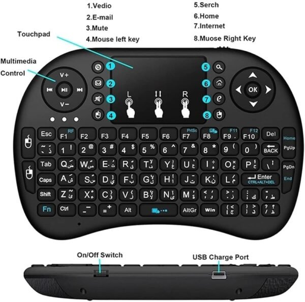 Mini 2.4Ghz Wireless Touchpad Keyboard with 360 Degree Flip