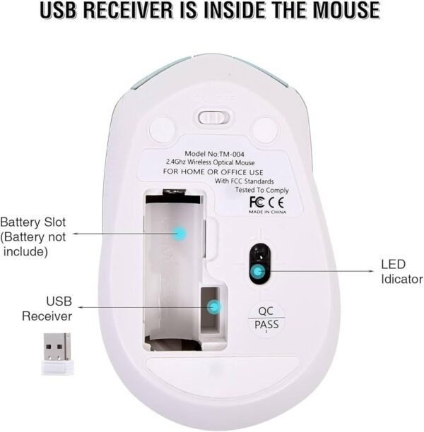 Wireless Mouse, 2.4G Silent Cordless Mouse for Laptop