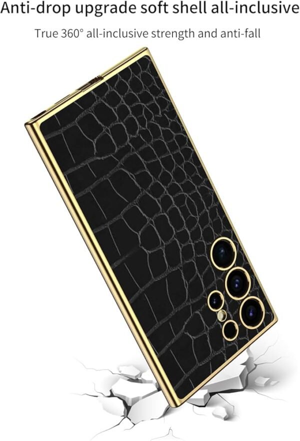 Faux Leather Electroplated Croc Style Back Case-Cover for Samsung Galaxy S24 Ultra 5g