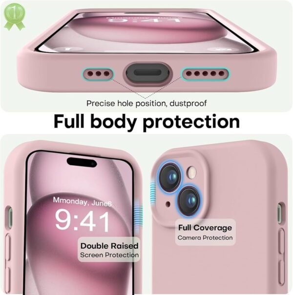 Designed for iPhone 15 Cover Soft Liquid Silicone Slim Protective Shockproof