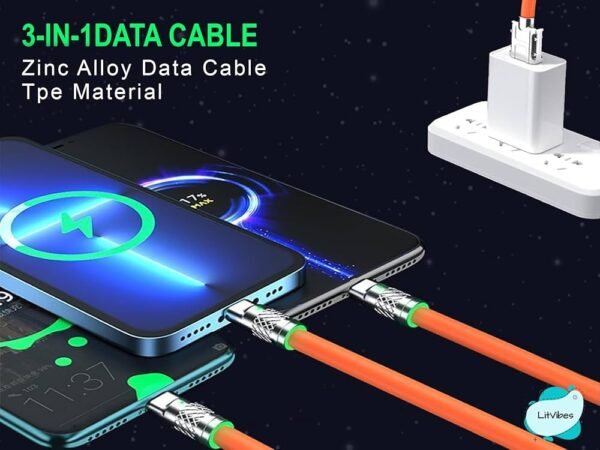 Portable 120W Charger Cord-Wire Compatible with iOS
