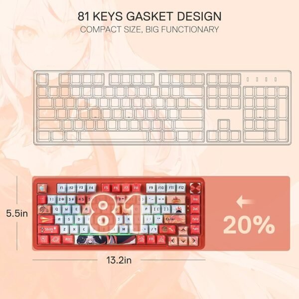 81 Keys Wireless Gasket RGB Gaming Keyboard