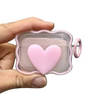 AirPods 4 Case (2024) Heart Pink | Soft Silicone TPU Cover with Keychain | Full Protective Cute Case for AirPods 4th Gen (USB-C)