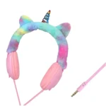 Unicorn Themed Fur Headphones for Girls – Wired 3.5mm Jack | Ideal for Kids