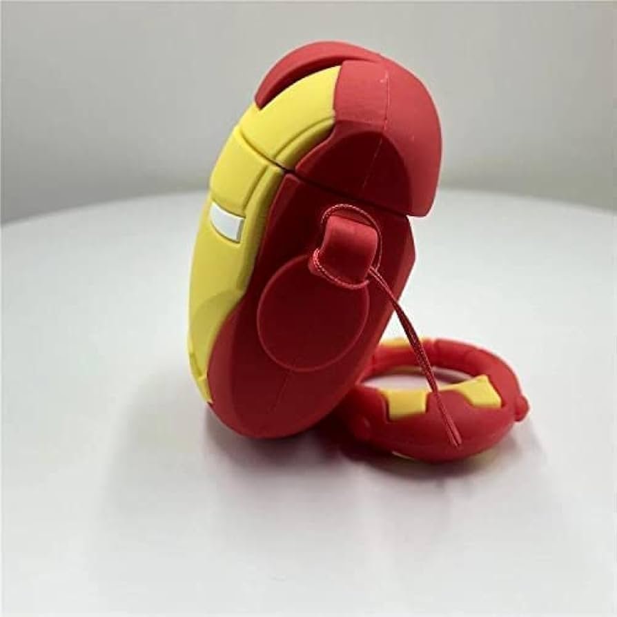 AirPods Pro (2019) Case Cover | Iron Man 3D Cartoon Character Soft Silicone Protective Pouch with Keychain | 360° Full Protection Case for AirPods Pro Charging Case
