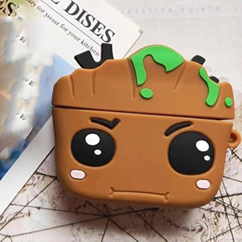 Cute Soft Silicone Pouch Case for AirPods Pro Gen-2 (2022) – 3D Cartoon Animal Character Cover with Keychain, Shockproof & Dustproof Protective Case (Groot)