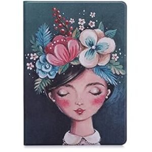 Smart Flip Case Cover for iPad 9.7 Inch (2018/2017, iPad Air 2, iPad Air) – Gouache Lady Design, Soft TPU