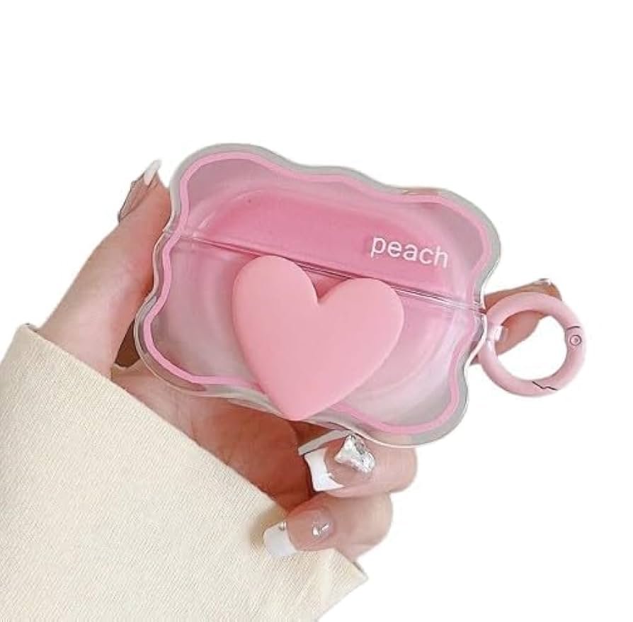 AirPods 4 Case (2024) Heart Pink | Soft Silicone TPU Cover with Keychain | Full Protective Cute Case for AirPods 4th Gen (USB-C)