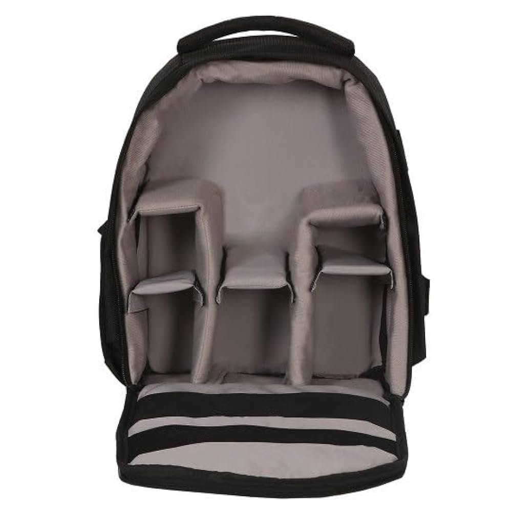 Water Resistant Camera Backpack with Rain Cover, Tripod Holder & Adjustable Dividers – Compatible with DSLR Cameras (Black & Orange)