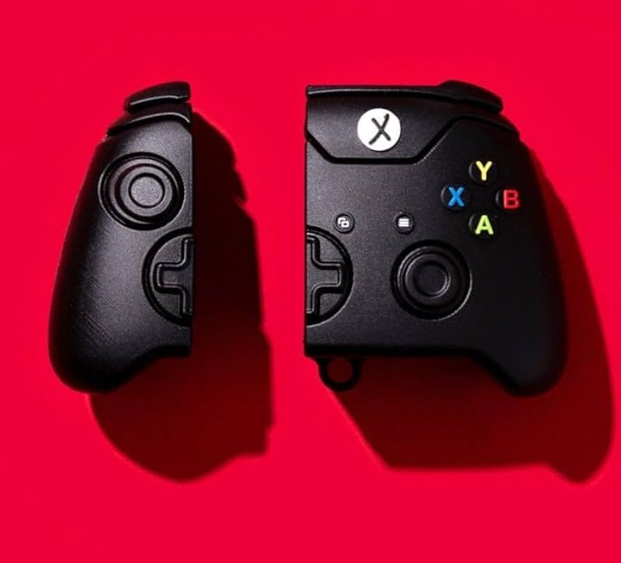 AirPods 4 Case (2024) Game Pad Black | Soft Silicone TPU Cover with Keychain | Full Protective Cute Case for AirPods 4th Gen (USB-C)