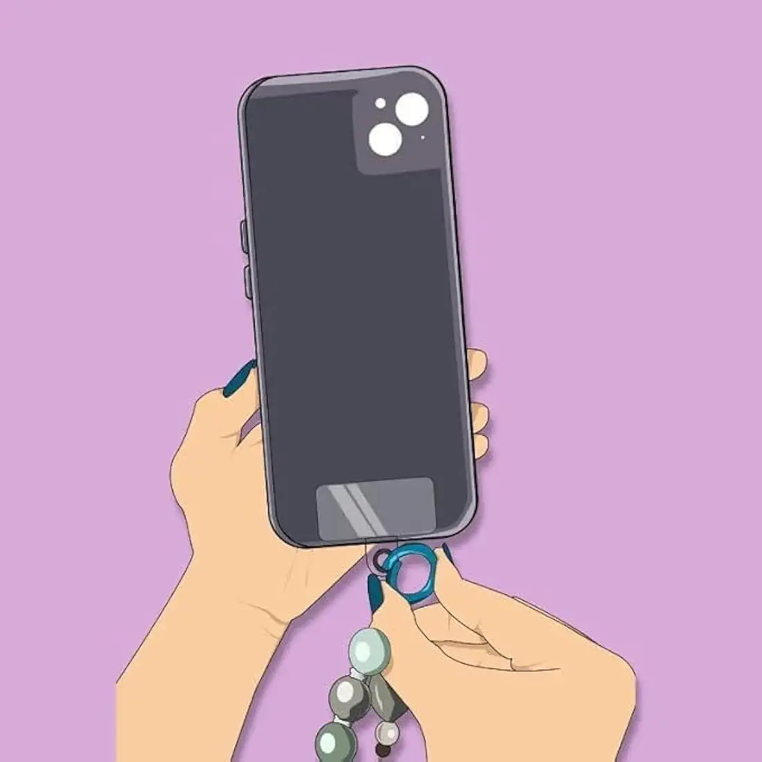 Phone Charm/Phone Strap – Butterfly & Heart Pearl Beaded Accessory