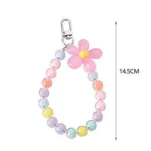 Phone Charm Chain for Girls – Flower Design, Vibrant Jelly Color Beads