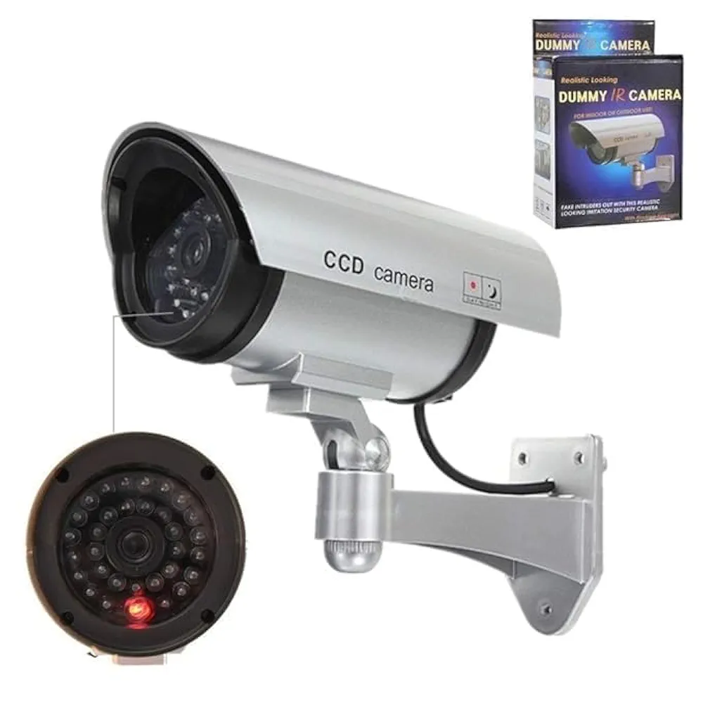 Bullet Dome Dummy CCTV Camera with Blinking LED – Set of 4, Indoor/Outdoor Security