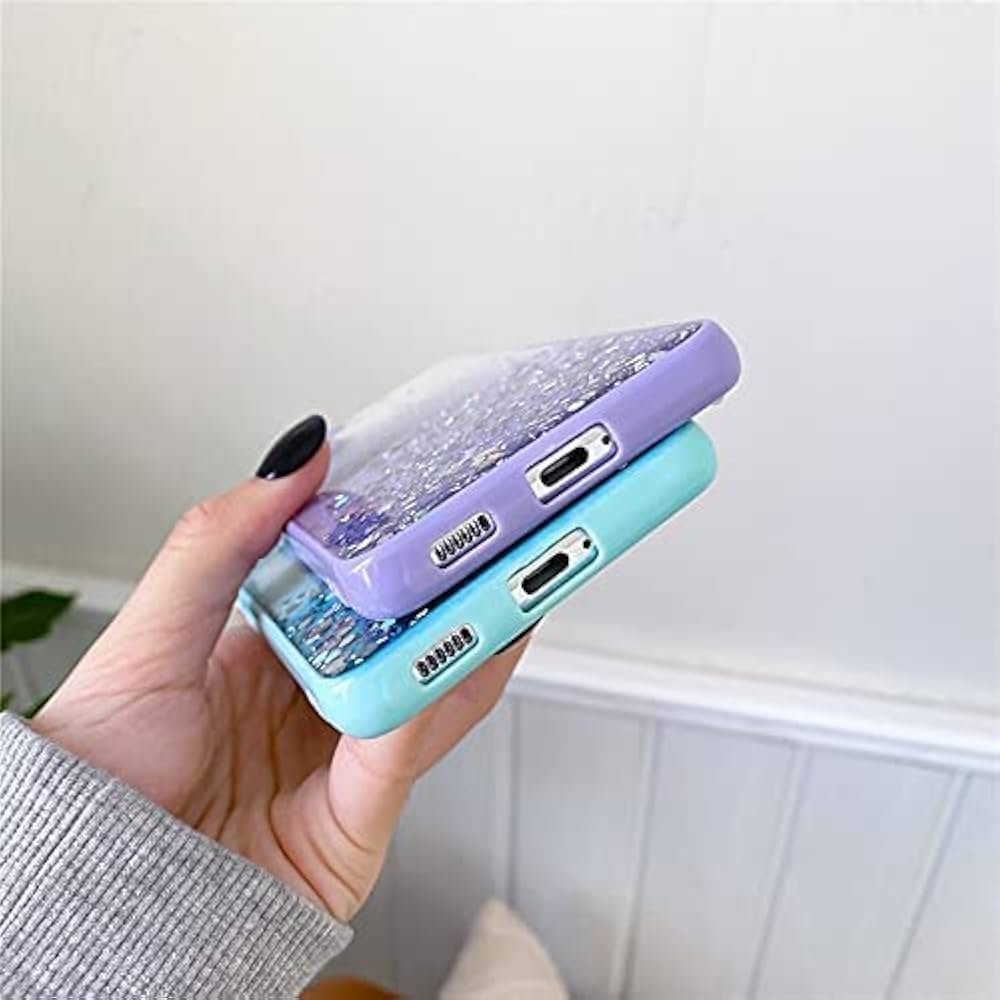 Compatible Samsung Galaxy A14 5G | Non-Moving Glitter TPU Shockproof Case for Girls & Women – Purple