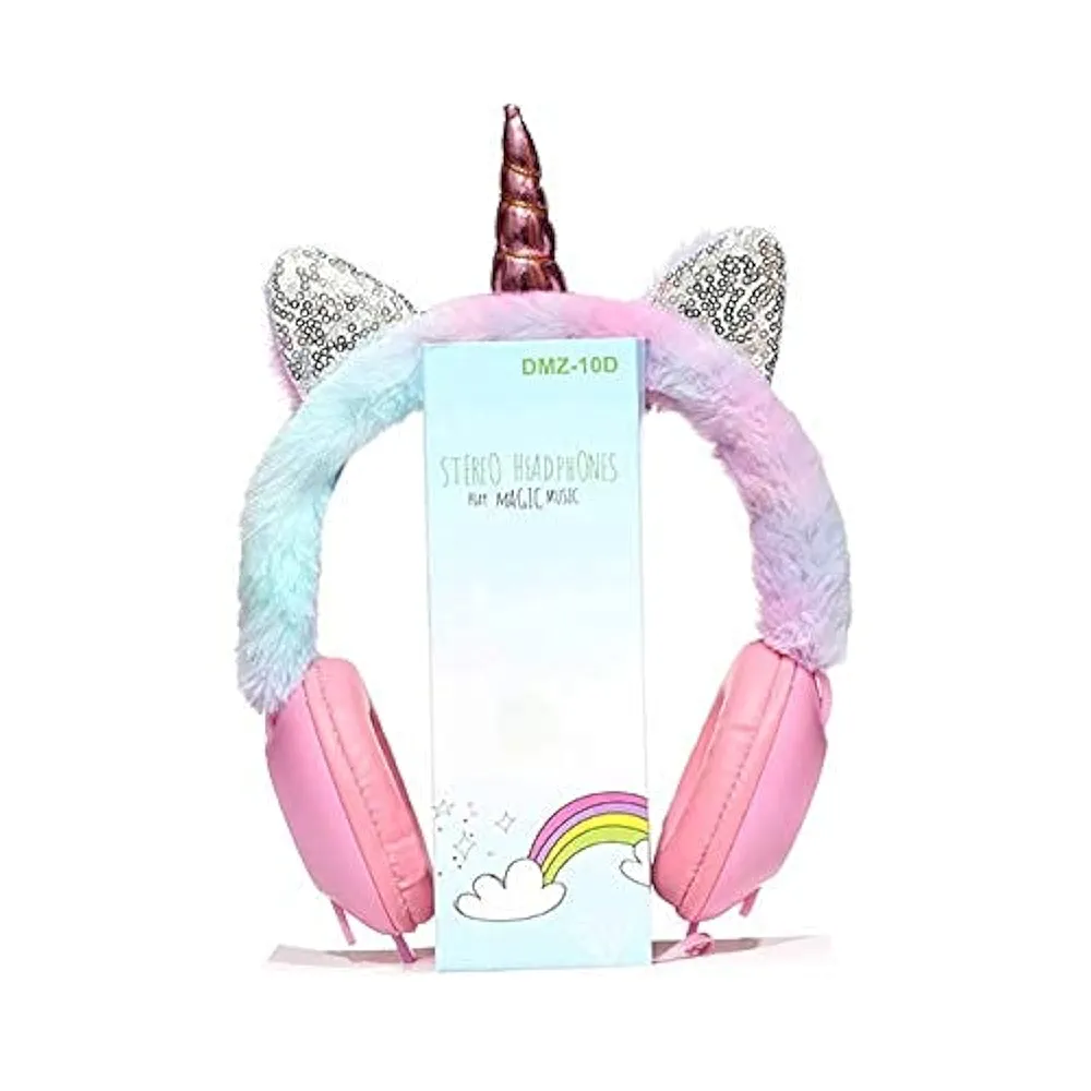 Unicorn Themed Fur Headphones for Girls – Wired 3.5mm Jack | Ideal for Kids