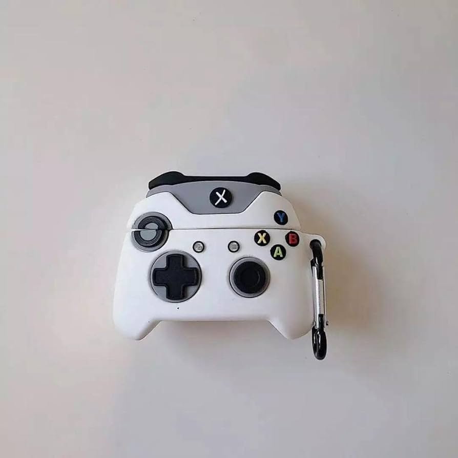 AirPods Pro (2019) Case Cover | Game Box White 3D Cartoon Silicone Protective Pouch with Keychain | Soft Rubber 360° Protection Case for AirPods Pro Charging Case