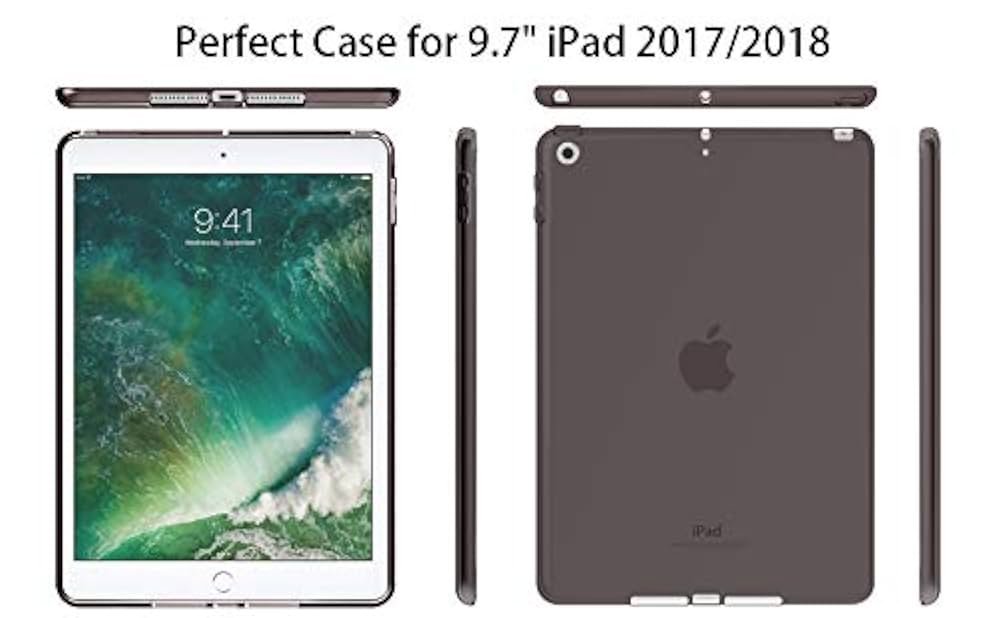 Silicone Soft TPU Back Cover Case for iPad 9.7 Inch (2017) – Crystal Black