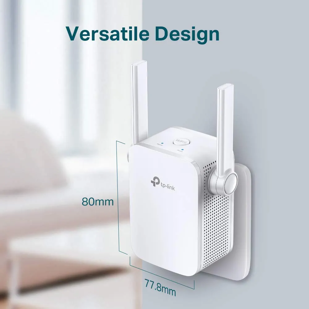 Single Band 300Mbps RJ45 Wireless Range Extender with Dual Antennas | Wi-Fi Booster & Access Point Mode (White)