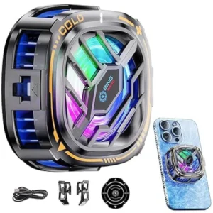 Magnetic RGB Phone Cooler – Rapid Ice Cooling Fan, Real-Time Temperature Display, Portable & Silent Gaming Radiator for Android & iOS