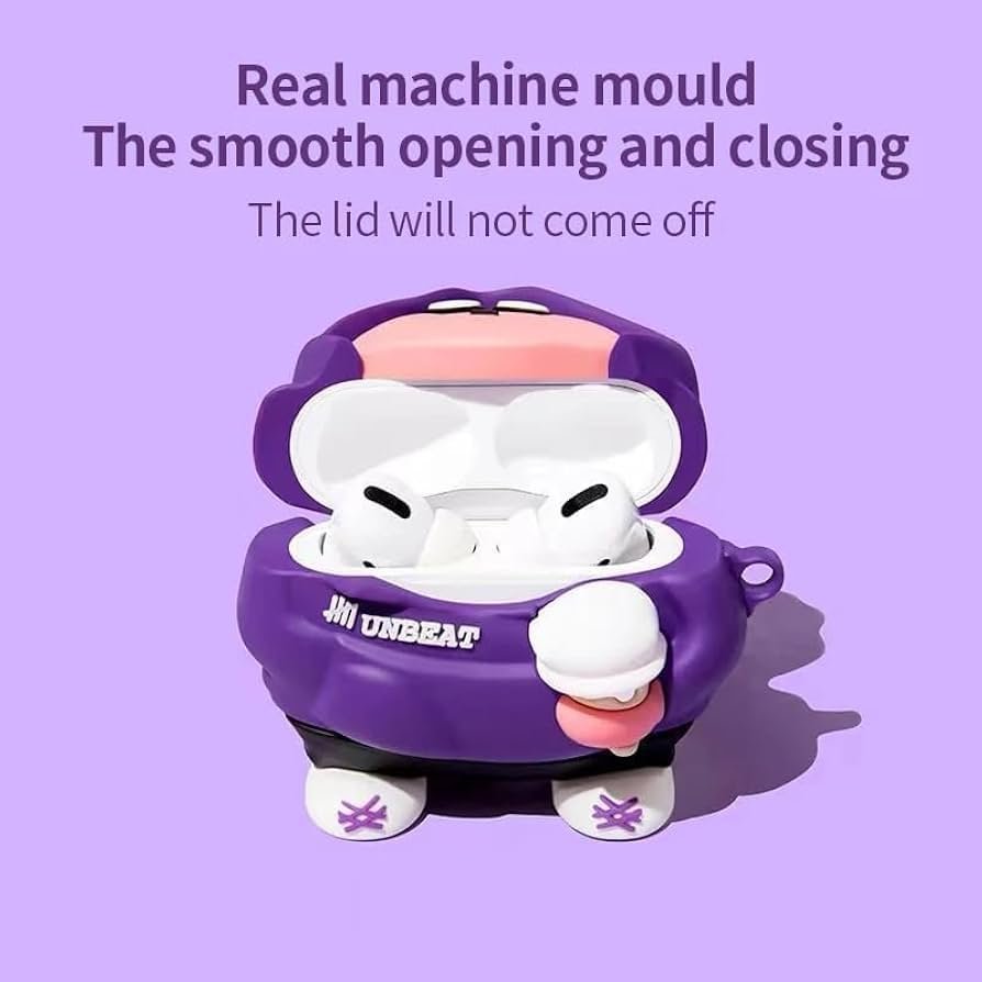 AirPods 4 Gen Case Cover with Keychain (Unbeat Purple) | Cute Soft Silicone TPU Protective Case | Shockproof Full Body Skin Cover Compatible with AirPods 4th Generation (2024)