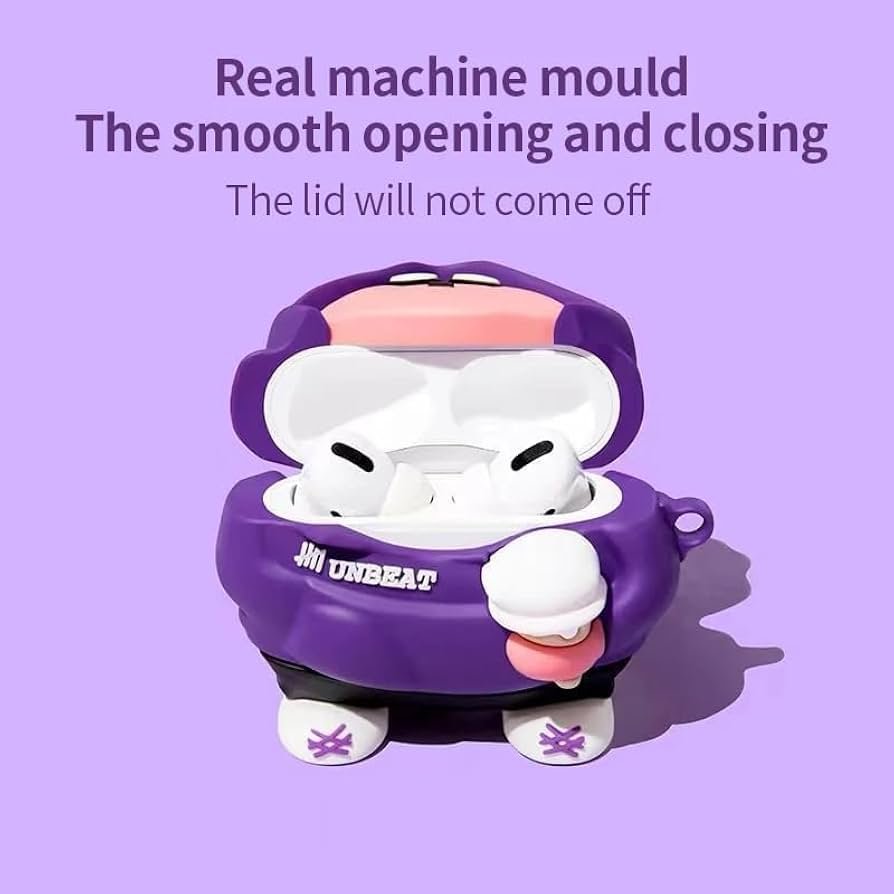 AirPods 4 Gen Case Cover with Keychain (Unbeat Purple) | Cute Soft Silicone TPU Protective Case | Shockproof Full Body Skin Cover Compatible with AirPods 4th Generation (2024)