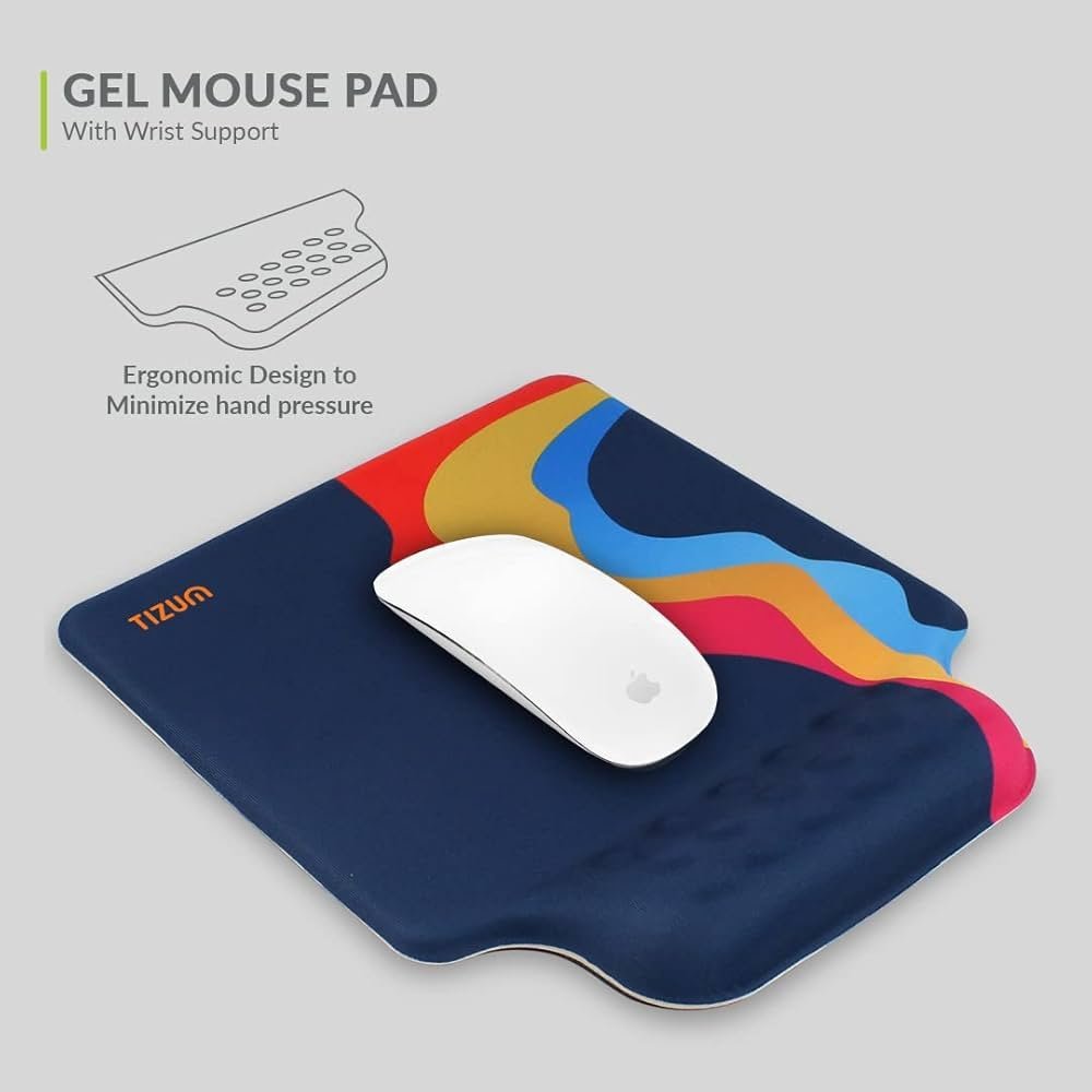 Blue Sapphire Memory Foam Mouse Pad with Wrist Support – Ergonomic Office Mat