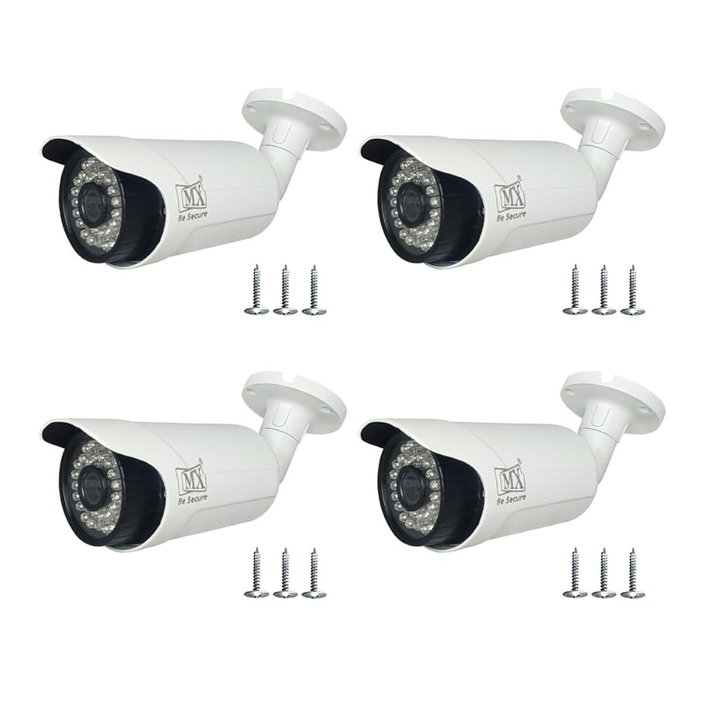 Dummy CCTV Camera Metal Body Outdoor – Bullet Style, Battery Operated Red LED, Pack of 4