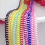 Double Colors Spring Protective Sleeve Mobile Tablet Spiral Cord Protector