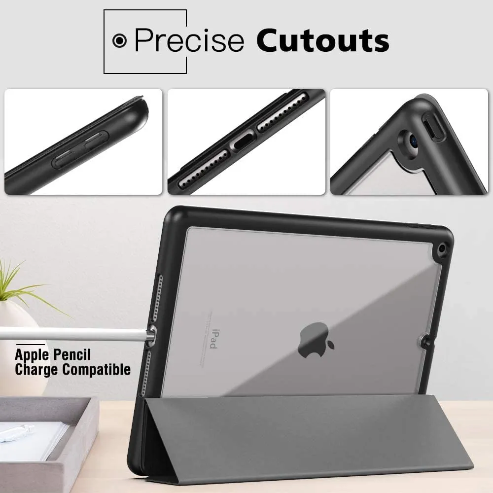 Smart Cover with Transparent Back for iPad 10.2 Inch (2021/2020/2019) – Hibiscus Design