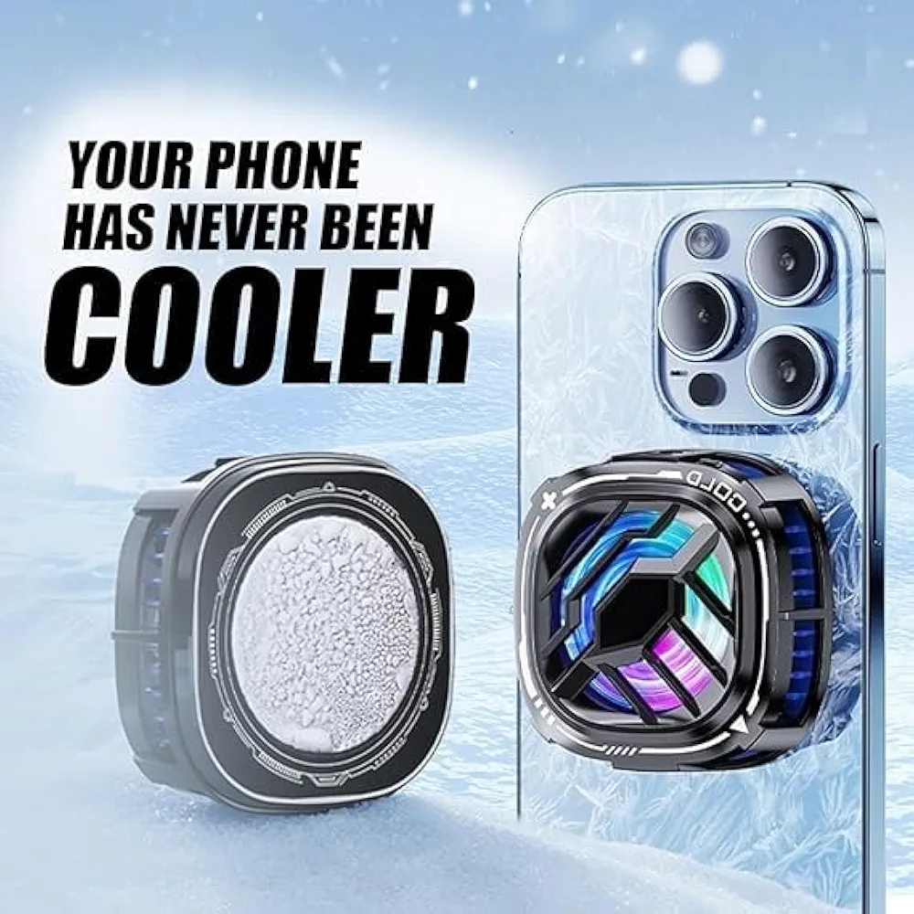 Magnetic RGB Phone Cooler – Rapid Ice Cooling Fan, Real-Time Temperature Display, Portable & Silent Gaming Radiator for Android & iOS