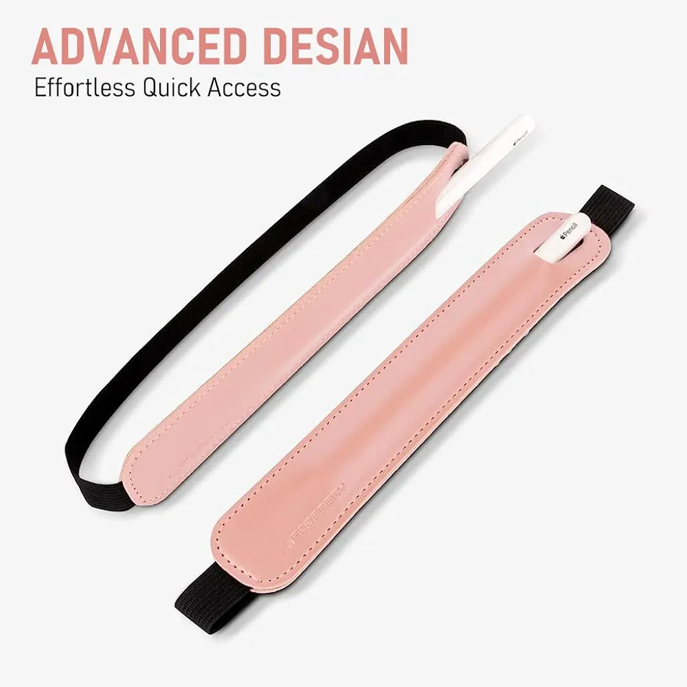 Apple Pencil Cover Sleeve – PU Leather Pouch for 1st & 2nd Generation Apple Pencil, Elastic Holder for iPad & Tablets (Pink)