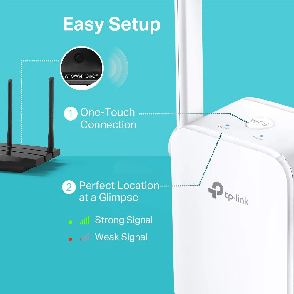Single Band 300Mbps RJ45 Wireless Range Extender with Dual Antennas | Wi-Fi Booster & Access Point Mode (White)
