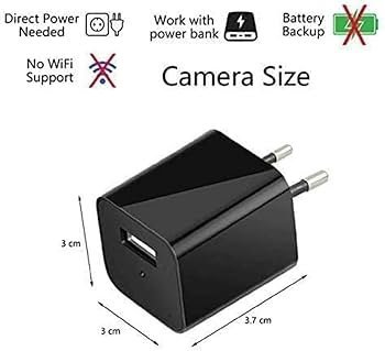 Charger Camera for Home, Charger Adapter CCTV with Mobile Viewing & Night Vision 1080P Mini Lamp IR CCTV
