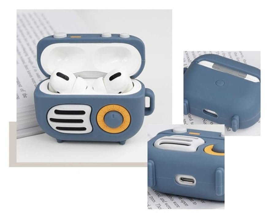 AirPods Pro (2019) Case Cover | Redio Light Blue 3D Cartoon Character Soft Silicone Protective Pouch with Keychain | 360° Full Protection Case for AirPods Pro Charging Case