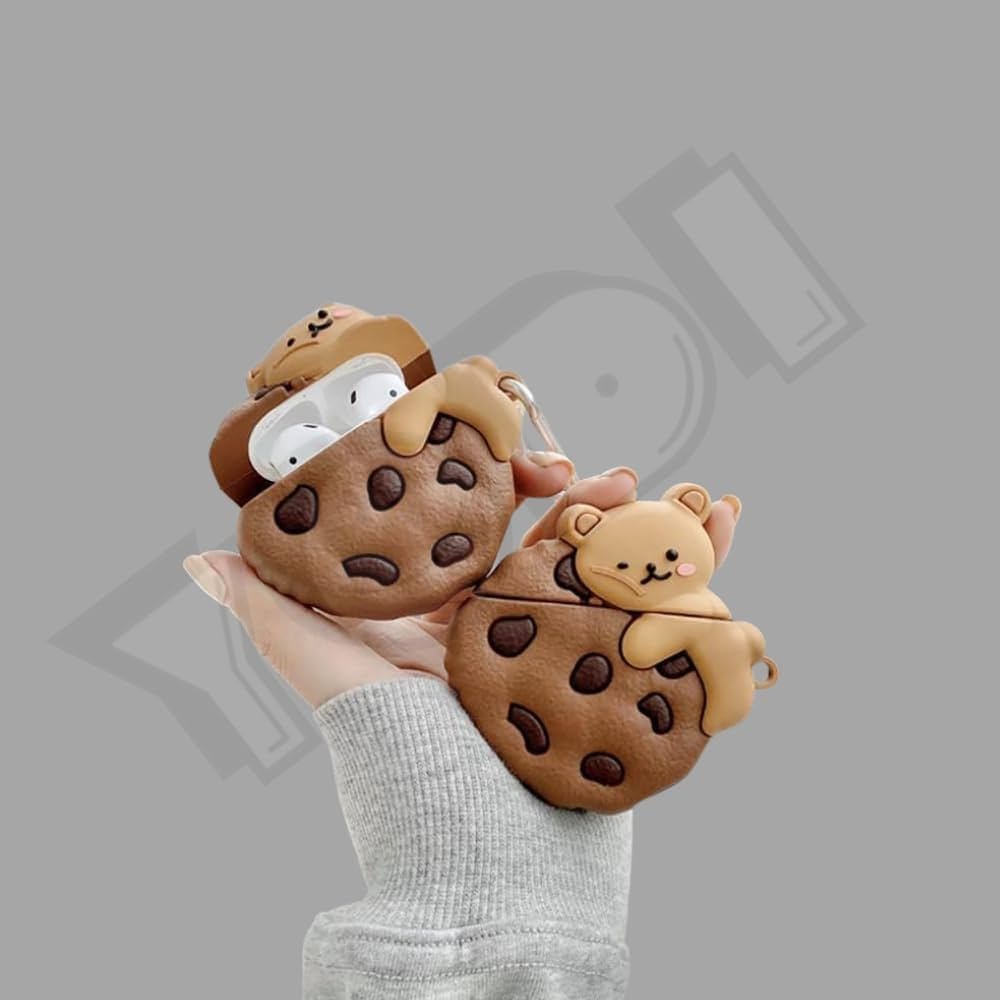 Cute Soft Silicone Pouch Case for AirPods Pro Gen-2 (2022) – 3D Cartoon Animal Character Cover with Keychain, Shockproof & Dustproof Protective Case (BISCUT Bear)