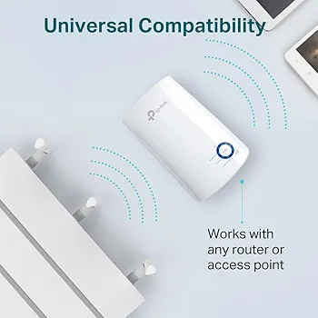 N300 Wireless Range Extender – WiFi Booster with 1 Ethernet Port, 300Mbps, Plug & Play, White