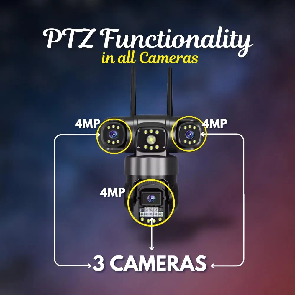 Smarthome Trion 4G Triple Lens Outdoor Security Camera – 5MP Ultra HD, 360° View, Color Night Vision