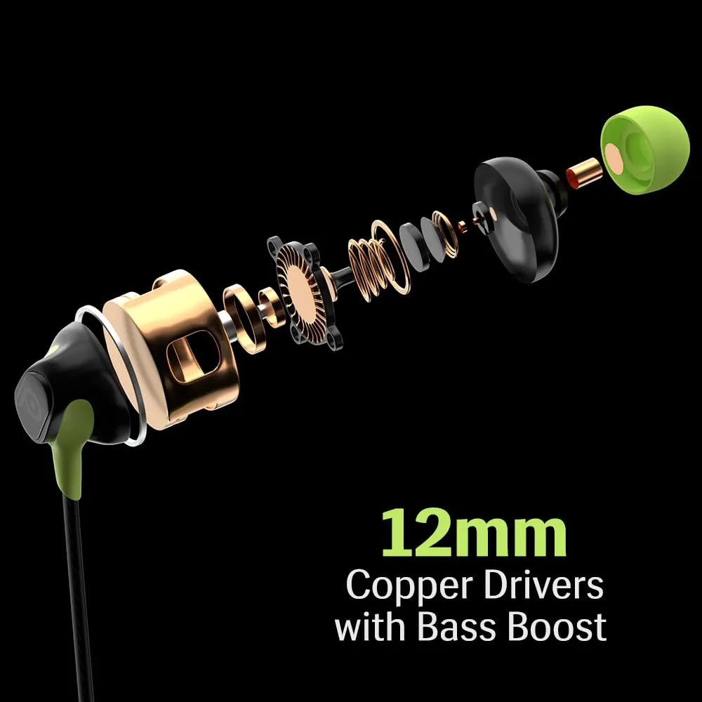 In-Ear Earphone with 12mm Bass Boosted Copper Driver, Type-C Jack & Mic (Black)