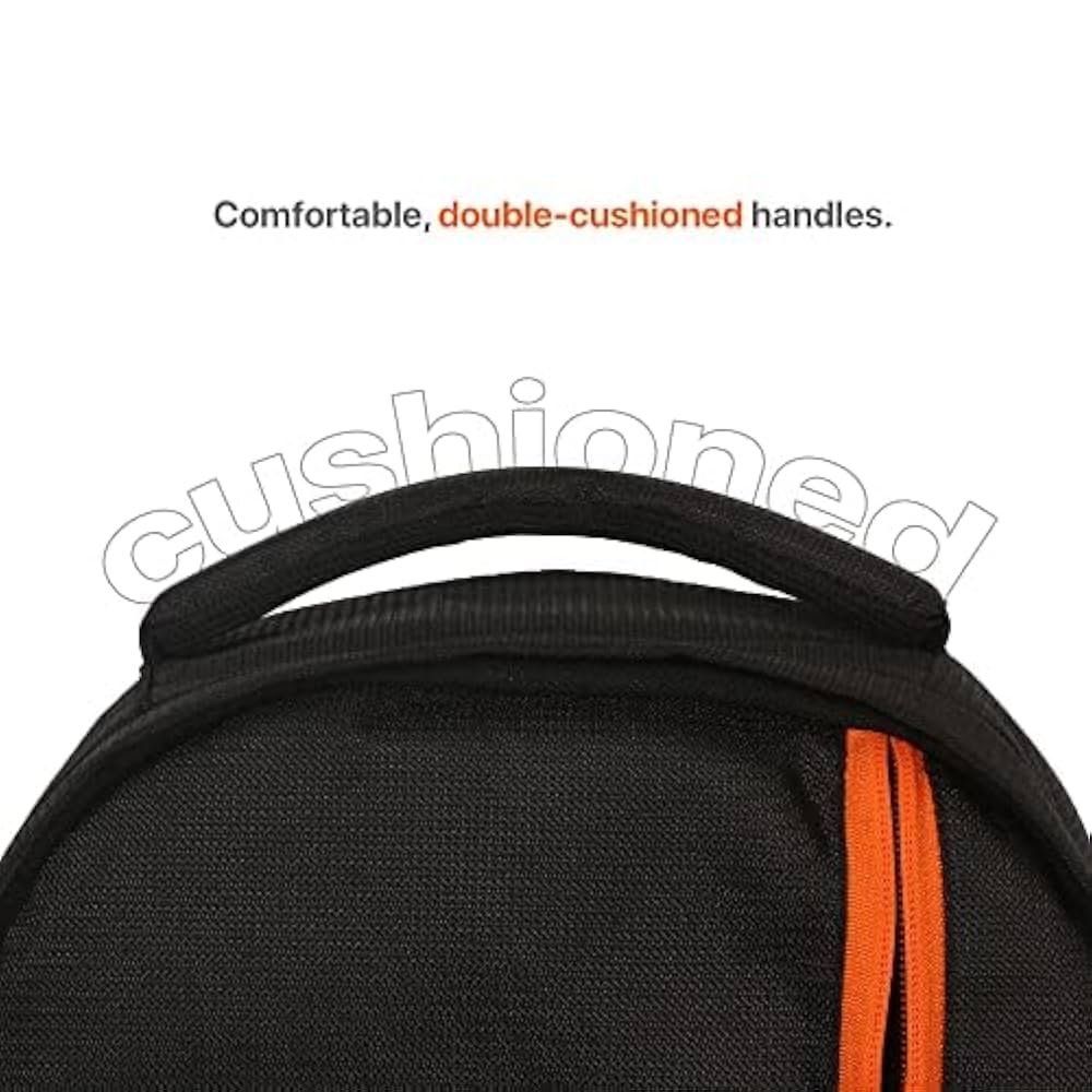 Water Resistant Camera Backpack with Rain Cover, Tripod Holder & Adjustable Dividers – Compatible with DSLR Cameras (Black & Orange)
