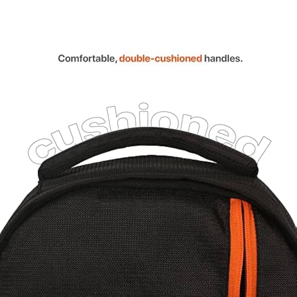 Water Resistant Camera Backpack with Rain Cover, Tripod Holder & Adjustable Dividers – Compatible with DSLR Cameras (Black & Orange)