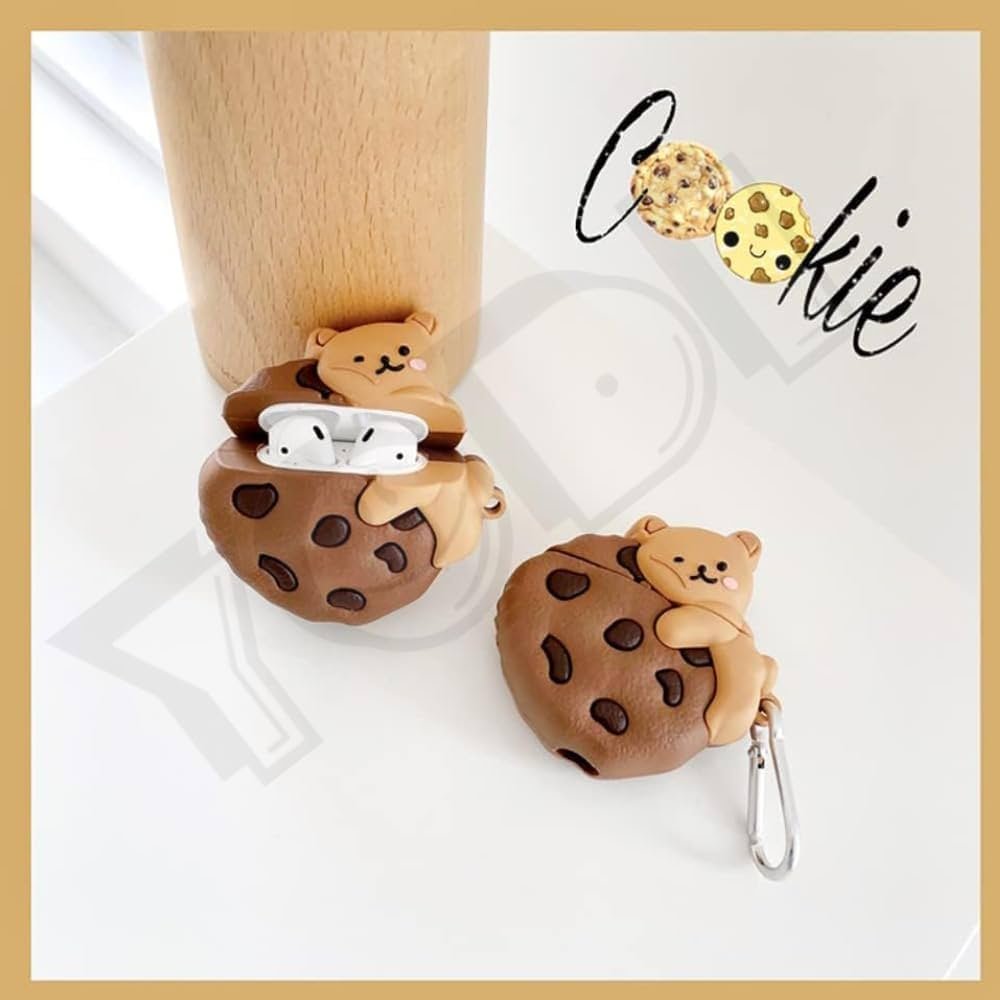 Cute Soft Silicone Pouch Case for AirPods Pro Gen-2 (2022) – 3D Cartoon Animal Character Cover with Keychain, Shockproof & Dustproof Protective Case (BISCUT Bear)