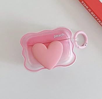 AirPods 4 Case (2024) Heart Pink | Soft Silicone TPU Cover with Keychain | Full Protective Cute Case for AirPods 4th Gen (USB-C)