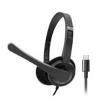 Type-C Wired On-Ear Headphones with Mic – Lightweight, Comfortable Fit for PC, Laptop, and Mobile (Black)